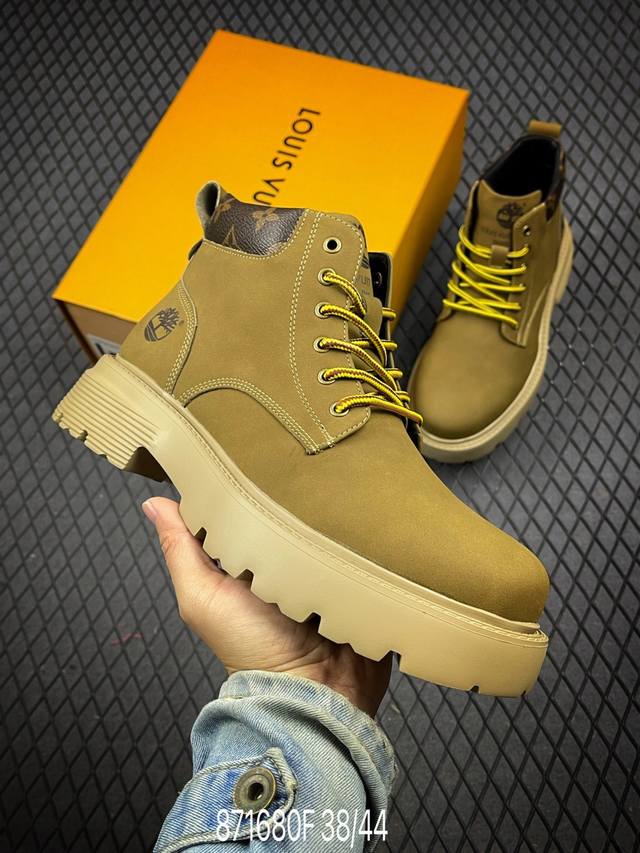 F新货lv X Timberland Lv联名添柏岚大黄靴 顶奢流量品牌与时代经典的结合之作 #代购专供品质 高弹modern 外置防滑橡塑发泡超轻大底 系带设