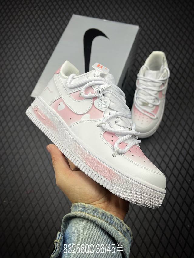 Nk Air Force 1'07 Low 喷绘 樱花物语 空军一号绑带低帮休闲板鞋 Zh0316-052 #定制皮料 原厂3D打印 定制鞋盒 原楦原纸板 纯正