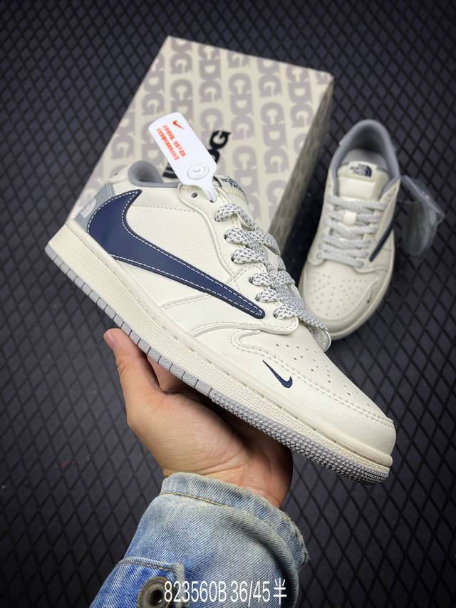 Travis Scott X Fragment Design X Air Jordan 1 Low Og Sp Aj1 乔1 北面联名-米黑灰底 低帮文化休闲板