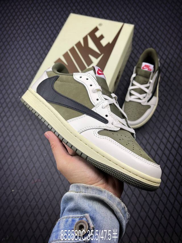 公司级aj1倒勾travis Scott X Air Jordan 1 ” Reverse Mocha “ Aj1乔1 Ts 闪电 联名倒钩 低帮文化篮球鞋 完