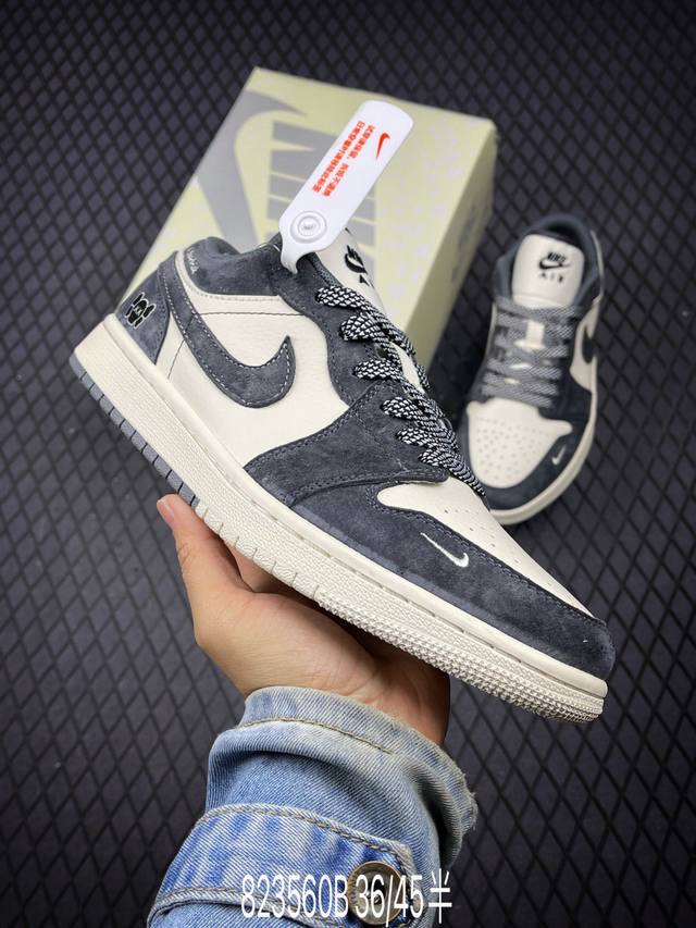 Air Jordan 1 Low Aj1 乔1 暴力熊联名-深驼灰 高端定制 低帮复古篮球鞋 Sj9950-047 #定制鞋盒 大厂纯原品质出货 超高清洁度 皮