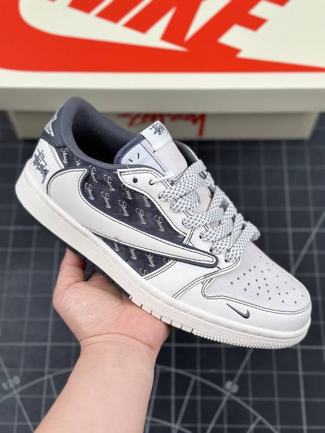 Travis Scott X Fragment Design X Air Jordan 1 Low Og Sp Aj1 乔1 斯图西联名-白黑英文双拼 低帮文化