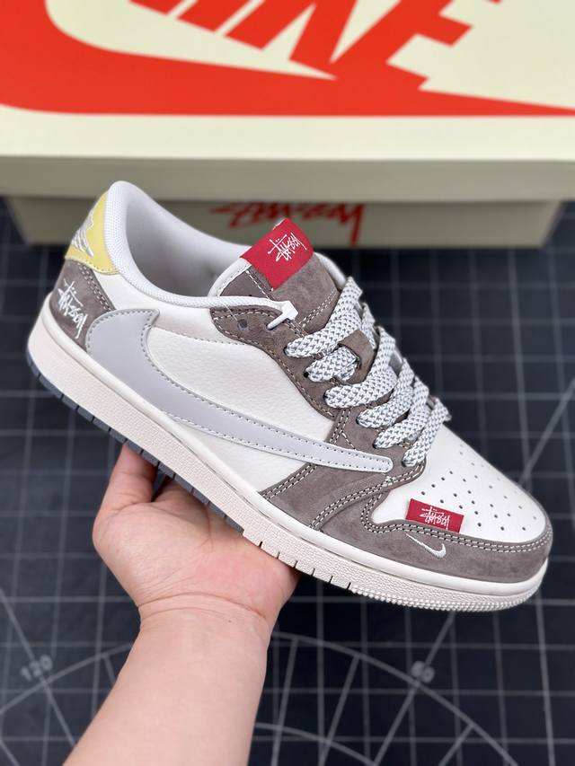 Travis Scott X Fragment Design X Air Jordan 1 Low Og Sp Aj1 乔1 斯图西联名-米粽黄尾 低帮文化休闲