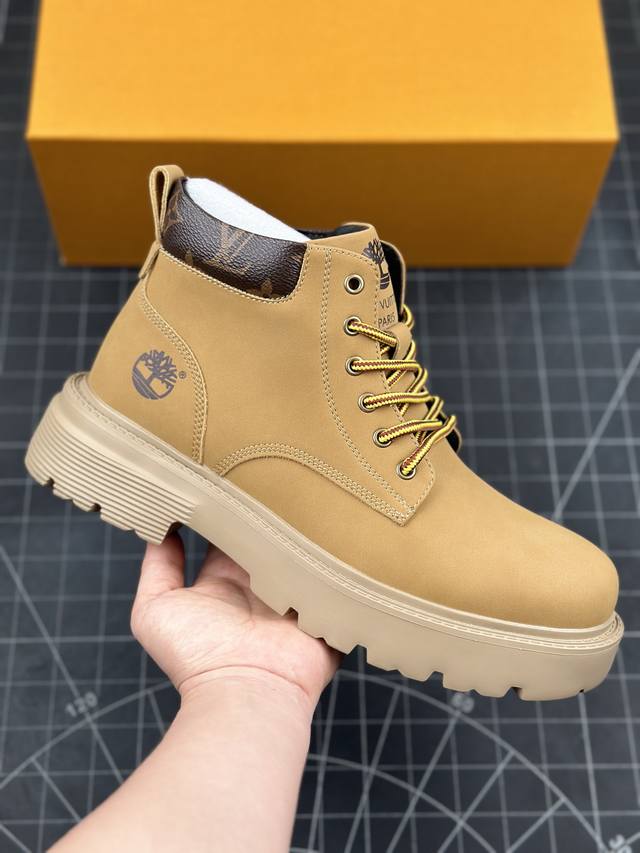 新货lv X Timberland Lv联名添柏岚大黄靴 顶奢流量品牌与时代经典的结合之作 #代购专供品质 高弹modern 外置防滑橡塑发泡超轻大底 系带设计