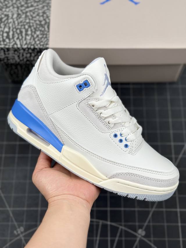 Air Jordan 3 Retro Lucky Shorts Aj3 乔3幸运短裤 北卡蓝 复古休闲运动文化篮球鞋 #配色采用蓝色和白色，网眼布和特定的拼色等