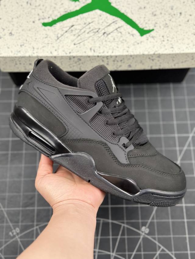 Air Jordan 4 Remastered Aj4 乔4重制生胶黑 低帮休闲运动鞋 #改造后的设计采用了别致的黑色、由纺织网布、皮革和麂皮混合而成，散发出时