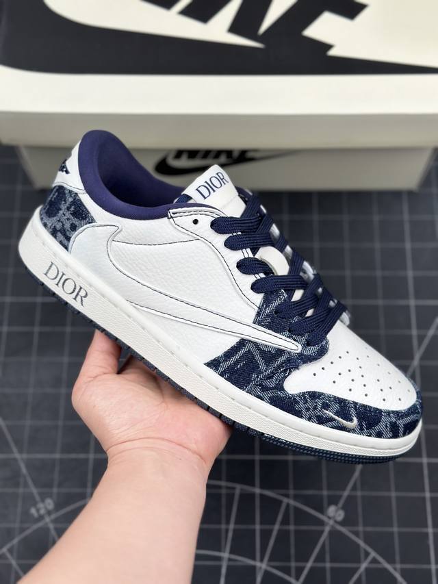 Travis Scott X Fragment Design X Air Jordan 1 Low Og Sp Aj1 乔1 迪奥联名-白蓝牛仔 低帮文化休闲板