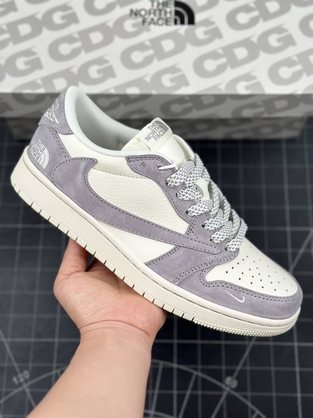 Travis Scott X Fragment Design X Air Jordan 1 Low Og Sp Aj1 乔1 北面联名-底灰猪八 低帮文化休闲板