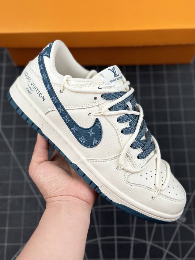 Nk Sb Dunk Low Lv联名-经典米蓝 周年高端定制 低帮休闲板鞋 #定制鞋盒 大厂纯原品质出货 超高清洁度 皮料切割干净无任何毛边 细节完美 货号