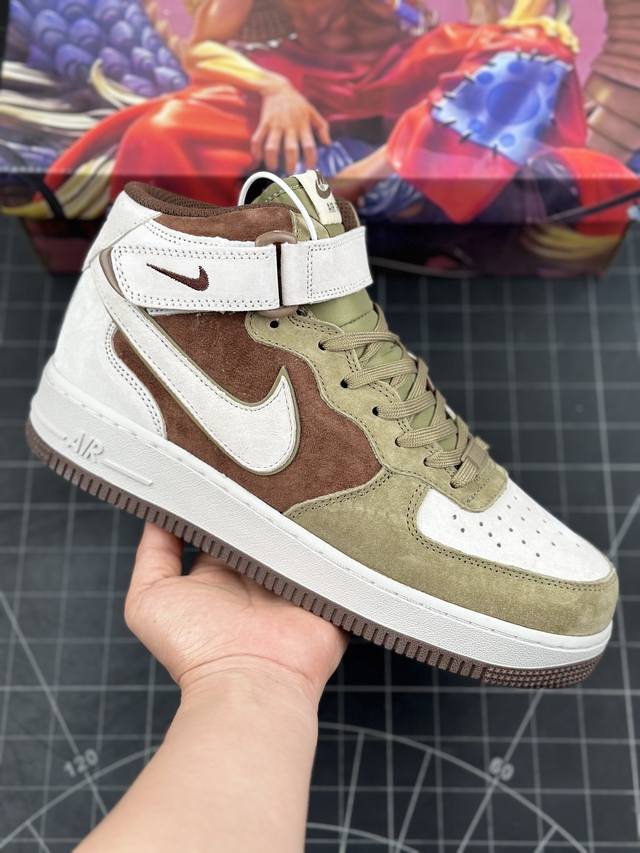 公司级 Nike Air Force 1 Mid ’07 麂皮 “巧克力”配色 空军一号中帮休闲板鞋 原厂麂皮 原楦原纸板 纯正版型 高清洁度 内置全掌气垫 货