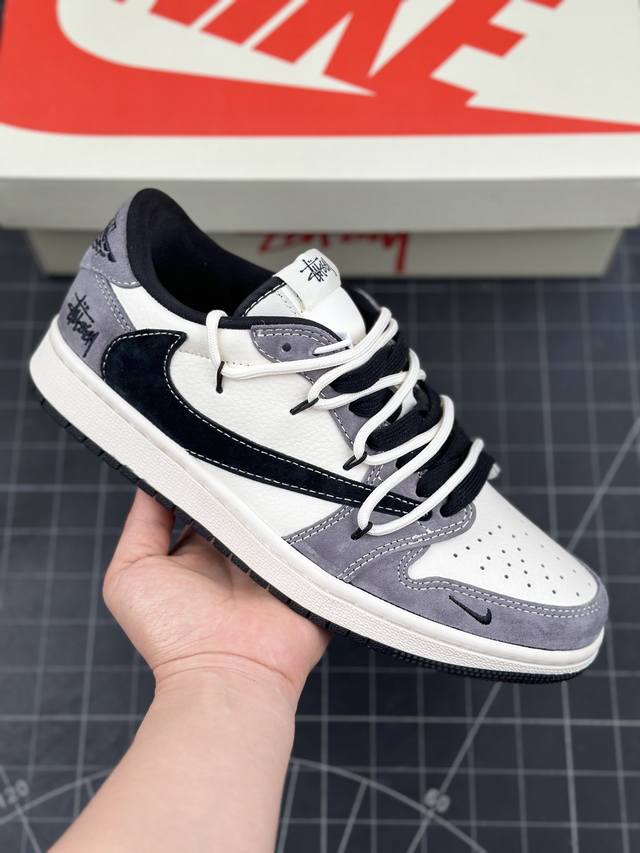 Travis Scott X Fragment Design X Air Jordan 1 Low Og Sp Aj1 乔1 斯图西联名-深灰猪八抽绳 低帮文化