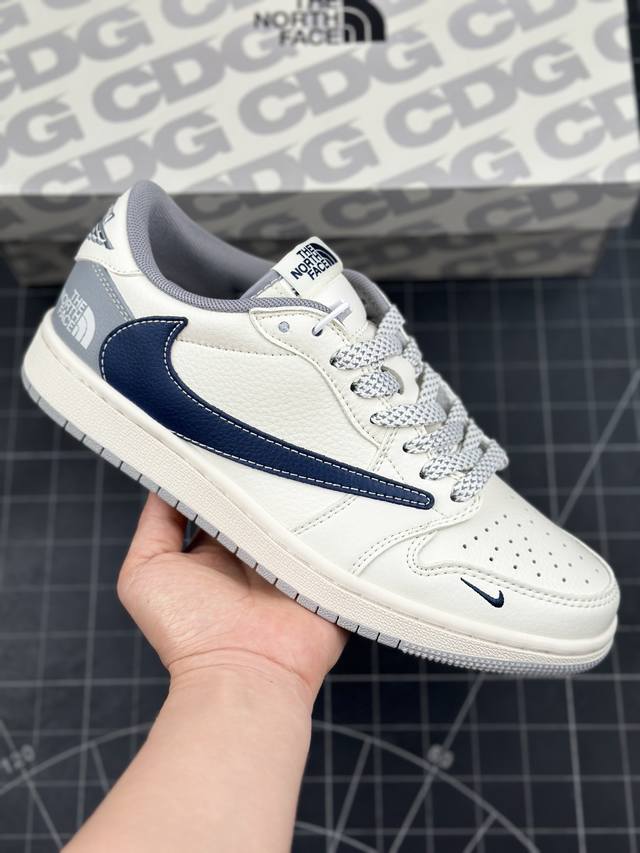 Travis Scott X Fragment Design X Air Jordan 1 Low Og Sp Aj1 乔1 北面联名-米黑灰底 低帮文化休闲板