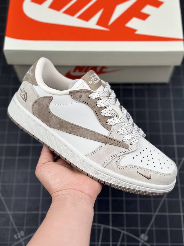 Travis Scott X Fragment Design X Air Jordan 1 Low Og Sp Aj1 乔1 北面联名-拿铁 低帮文化休闲板鞋