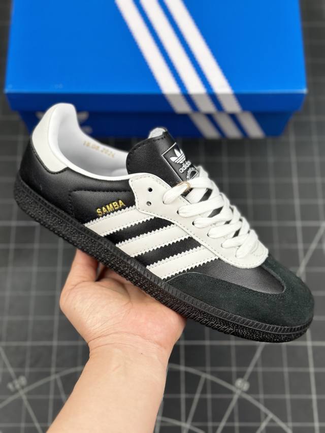 阿迪达斯 三叶草adidas Originals Samba Og W Black 75 Anniversary 桑巴舞系列绅士德训足球风百搭低帮休闲运动板鞋“