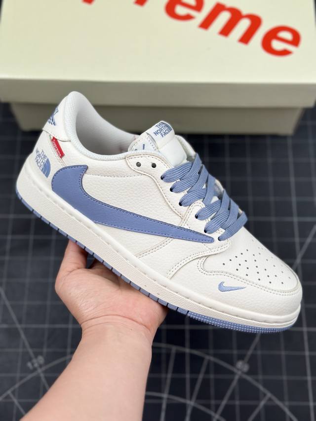 Travis Scott X Fragment Design X Air Jordan 1 Low Og Sp Aj1 乔1 Supreme北面联名 尼罗河蓝