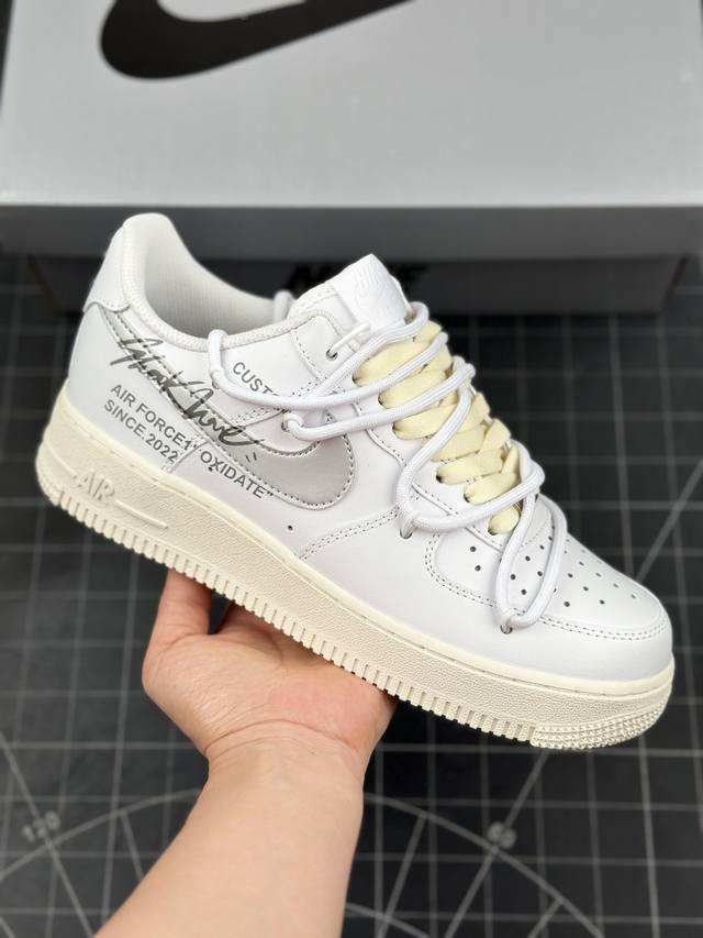 耐克nike Air Force 1'07 Low Lot Oxidate 空军一号低帮经典百搭休闲运动板鞋“皮革白灰黑签名涂鸦绑绳” 男女鞋真标半码制#原楦原