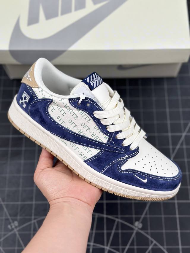 Travis Scott X Fragment Design X Air Jordan 1 Low Og Sp Aj1 乔1 Of联名-卡其翻毛蓝 低帮文化休闲