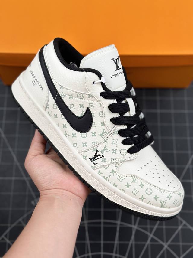 Air Jordan 1 Low Lv联名-印花骑士 高端定制 低帮文化篮球鞋 #定制鞋盒 大厂纯原品质出货 超高清洁度 皮料切割干净无任何毛边 细节完美 货号