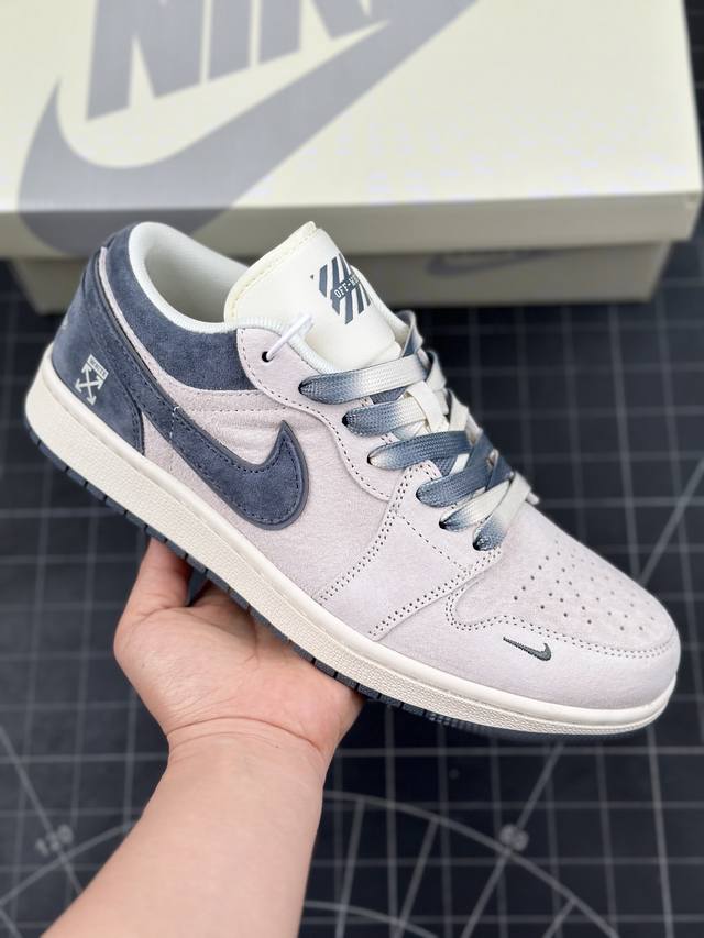 Air Jordan 1 Low Aj1 乔1 Of联名-全猪八水泥灰标 高端定制 低帮复古篮球鞋 #定制鞋盒 大厂纯原品质出货 超高清洁度 皮料切割干净无任何