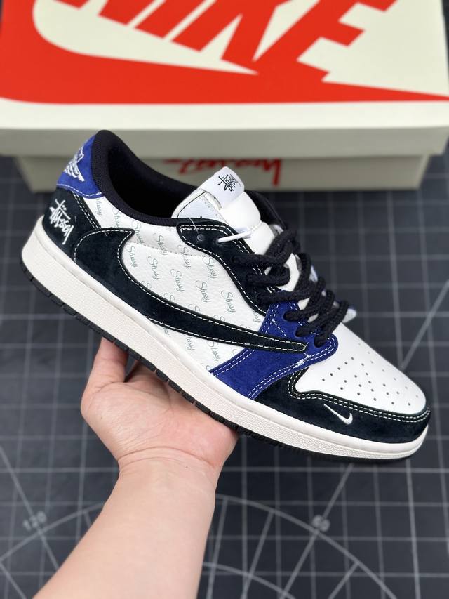 Travis Scott X Fragment Design X Air Jordan 1 Low Og Sp Aj1 乔1 斯图西联名-黑蓝英文 低帮文化休闲