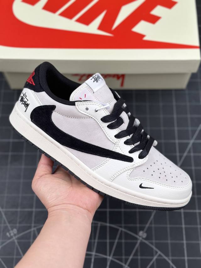 Travis Scott X Fragment Design X Air Jordan 1 Low Og Sp Aj1 乔1 斯图西联名-米白碳黑 低帮文化休闲