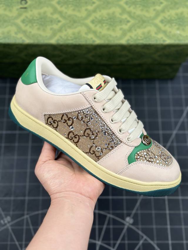 全新配色出货 Gucci Distressed Screener Sneaker古驰小脏鞋系列 经典原型复古百搭做旧老爹板鞋 复古学院风 怀旧版 原版做旧 尺码