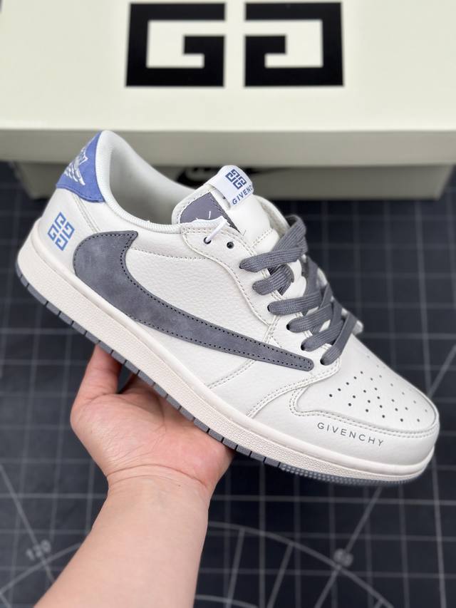 Travis Scott X Fragment Design X Air Jordan 1 Low Og Sp Aj1 乔1 纪梵希联名-米灰蓝尾 低帮文化休闲