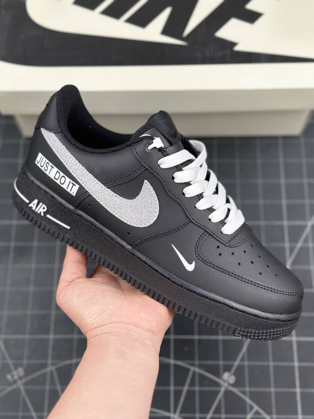 耐克nike By You Air Force 1'07 Low Retro Sp空军一号低帮经典百搭休闲运动板鞋“皮革黑银白jdi” 男女鞋真标半码制#升级原