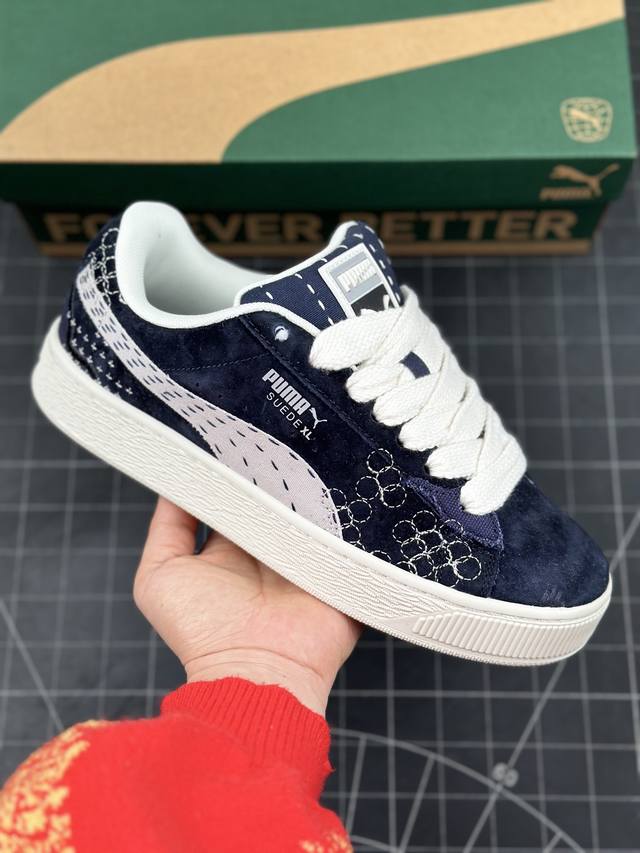 彪马 Puma Suede Xl 百搭单品彪马复古面包风休闲鞋经典男女板鞋 搭配精心设计的配色组合，营造浓郁的复古氛围。鞋面打孔细节,提升穿着时的舒适度。皮革鞋