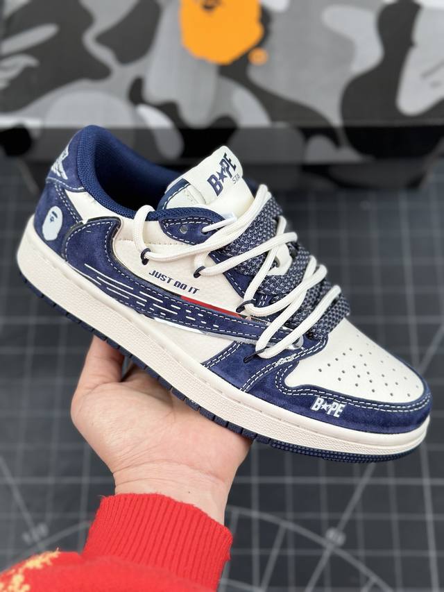 Travis Scott X Fragment Design X Air Jordan 1 Low Og Sp Aj1 乔1 Bape联名-克莱因蓝抽绳 低帮文