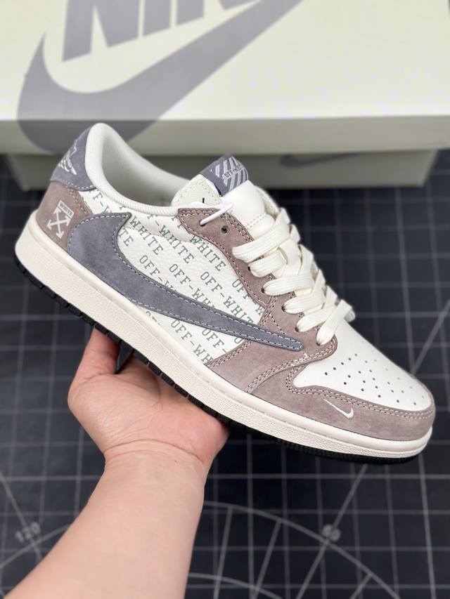 Travis Scott X Fragment Design X Air Jordan 1 Low Og Sp Aj1 Of联名-拿铁灰 低帮文化休闲板鞋 #多