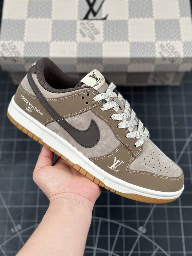 Nk Sb Dunk Low Lv联名-猪八丝雾棕 周年高端定制 低帮休闲板鞋 #定制鞋盒 大厂纯原品质出货 超高清洁度 皮料切割干净无任何毛边 细节完美 货号