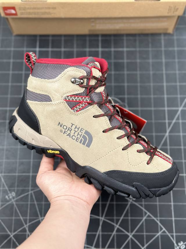 公司级著名户外品牌-北面 The North Face Cedar Mesa High 雪松梅萨系列高帮系带户外风徒步登山运动训练鞋“麂皮卡其灰黑红加绒版” 原