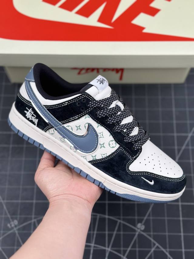 Nk Sb Dunk Low 斯图西联名-黑白印花 周年高端定制 低帮休闲板鞋 #定制鞋盒 大厂纯原品质出货 超高清洁度 皮料切割干净无任何毛边 细节完美 货号