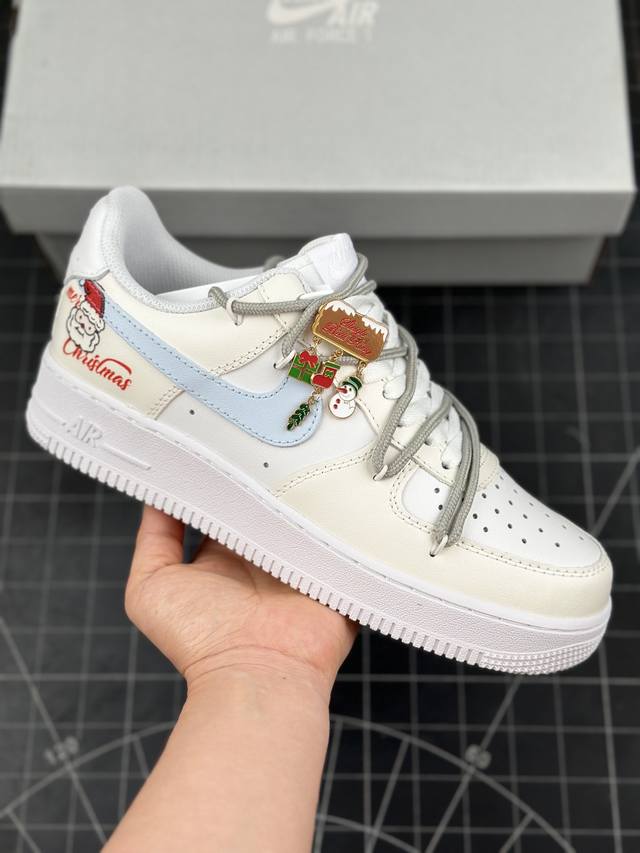 Nike Air Force 1 圣诞老人 潮流 米白 空军一号低帮运动休闲板鞋 原装级别 原楦头原纸板 打造纯正空军版型#专注外贸渠道 全掌内置蜂窝气垫 #原