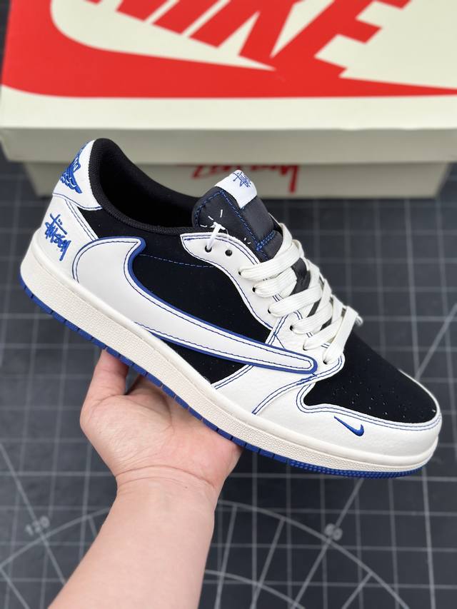 Travis Scott X Fragment Design X Air Jordan 1 Low Og Sp Aj1 斯图西联名-黑蓝线条 低帮文化休闲板鞋