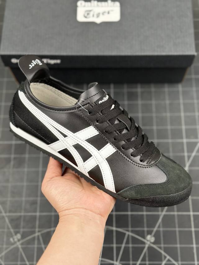 公司级onitsuka Tiger Mexico 66 Slip-On 阿斯克斯 鬼冢虎 低帮减震支撑低帮运动休闲鞋 这款鞋由皮革制成，具有鞋跟交叉加固设计，可