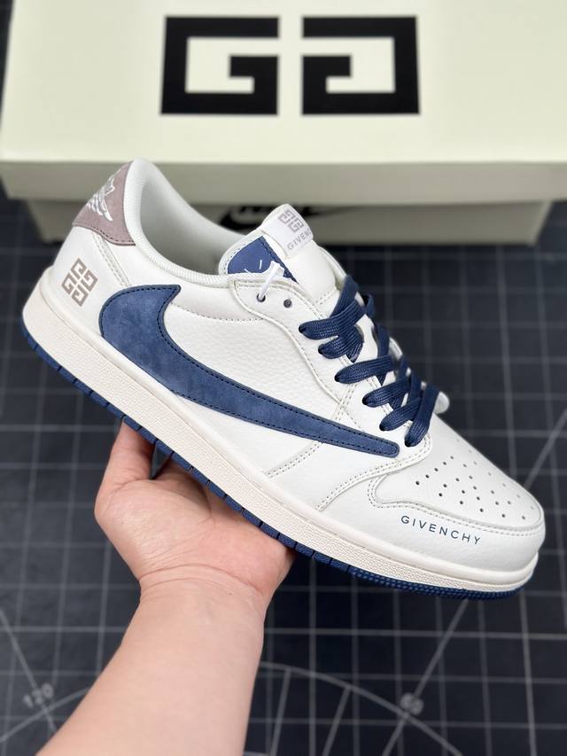 Travis Scott X Fragment Design X Air Jordan 1 Low Og Sp Aj1 纪梵希联名-米蓝勾蓝底 低帮文化休闲板鞋