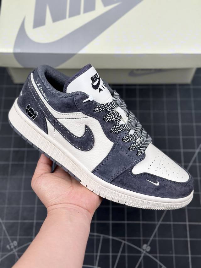 Air Jordan 1 Low Aj1 乔1 暴力熊联名-深驼灰 高端定制 低帮复古篮球鞋 #定制鞋盒 大厂纯原品质出货 超高清洁度 皮料切割干净无任何毛边