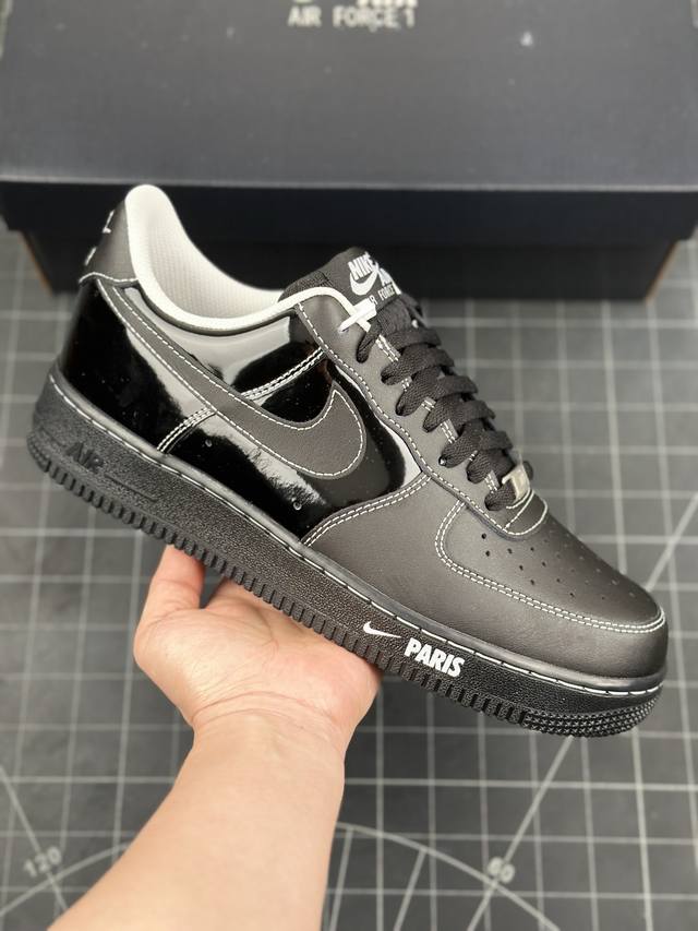 Nike Air Force 1 Low 07 Paris 2025 拼接黑漆皮 空军一号 低帮运动休闲板鞋 原楦头原纸板 打造纯正低帮空军版型 专注外贸渠道