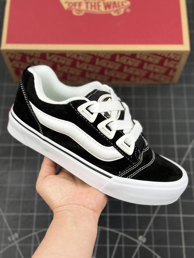 范斯vans Vault Knu-Skool Vr3 Dr Marshmallow Brown Black 坎普尔 茱利安3孔系列低帮复古硫化休闲运动板鞋“黑白