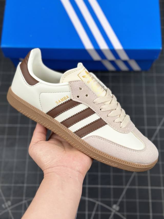 阿迪达斯 三叶草adidas Originals Samba Og桑巴舞系列绅士德训足球风百搭低帮休闲运动板鞋 #男女鞋半码制#采用荔枝纹纤维革组合磨砂革鞋面材