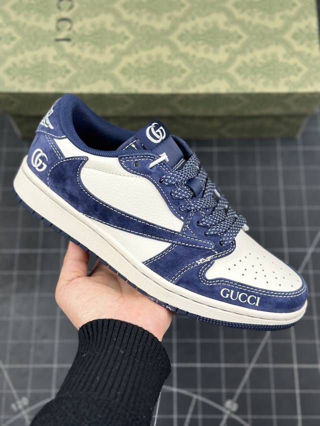 Travis Scott X Fragment Design X Air Jordan 1 Low Og Sp Aj1 古驰联名-普鲁士蓝 低帮文化休闲板鞋 #