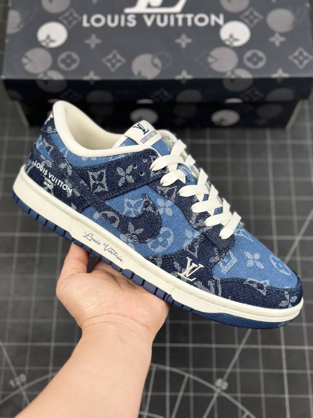 Nk Dunk Low Lv联名牛仔蓝 周年高端定制 低帮休闲板鞋 #高端定制鞋盒 原装头层材料 独家版型蒸餾加工 大厂纯原品质出货 超高清洁度 皮料切割干净无