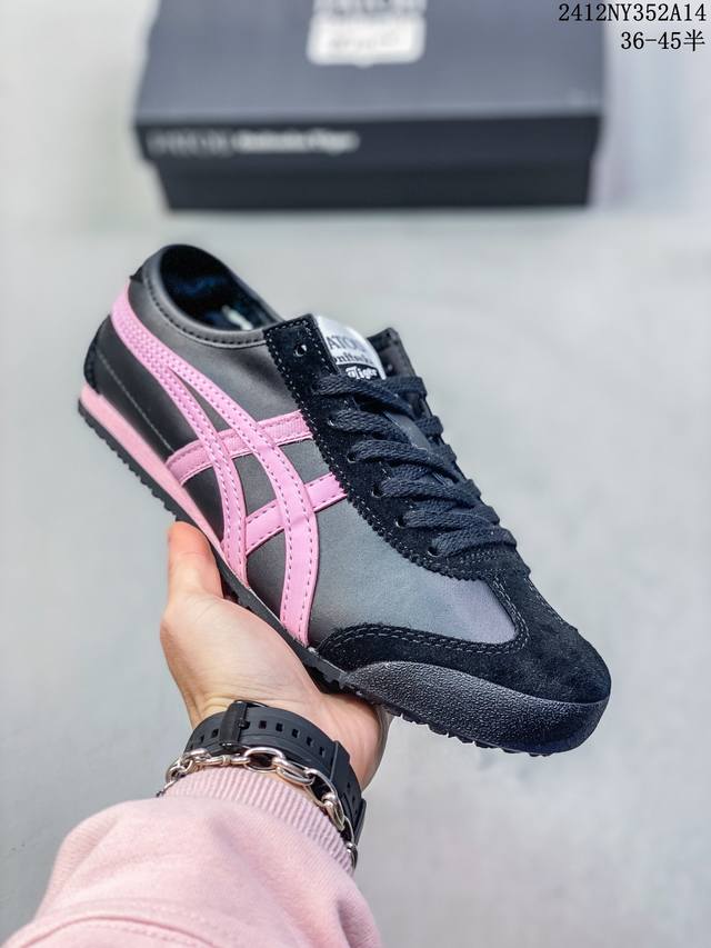 Onitsuka Tiger Mexico66 阿斯克斯 鬼冢虎 低帮 男女同款 减震支撑低邦运动休闲鞋 这款鞋由皮革制成，具有鞋跟交叉加固设计，可提供更高的稳