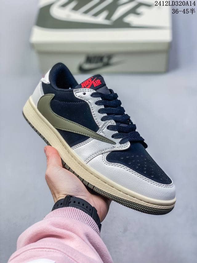 福利特价 头层皮 真标 耐克 Nike Air Jordan 1 Low Og Sp Military Blue Aj1乔1倒勾低帮篮球鞋 Aj1 乔丹1代 A