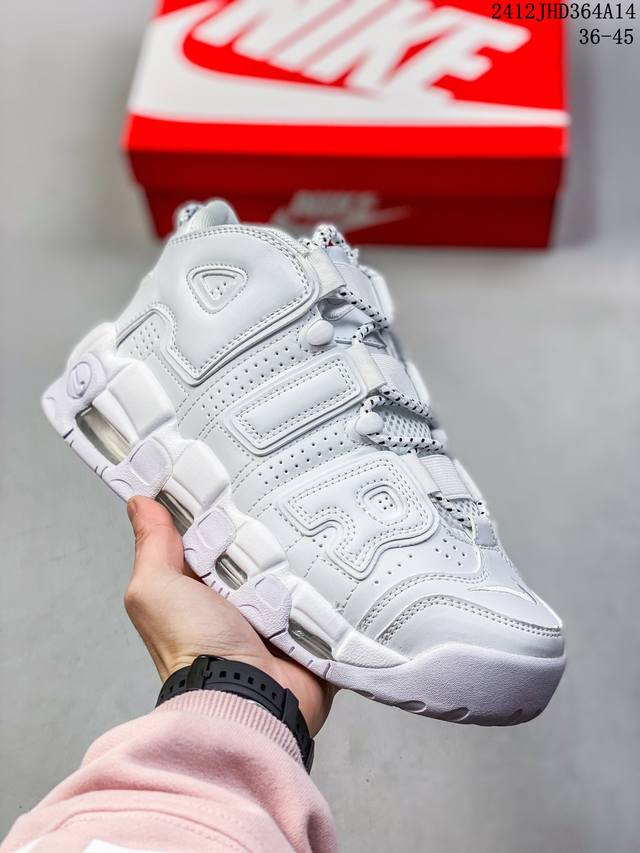 耐克 Nike Air More Uptempo '96 皮蓬全掌气垫男女子运动鞋厚底增高缓震慢跑鞋。续写 20 世纪 80 年代和 90 年代篮球运动飞速发展