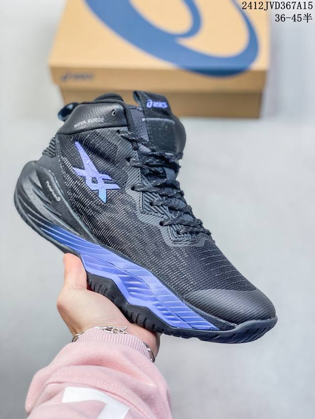 Asics Nova Surge 2 Low 圆头系带减震耐磨透气包裹性低帮篮球鞋，Nova Surge Low是一款篮球鞋，中底flytefoam Prope