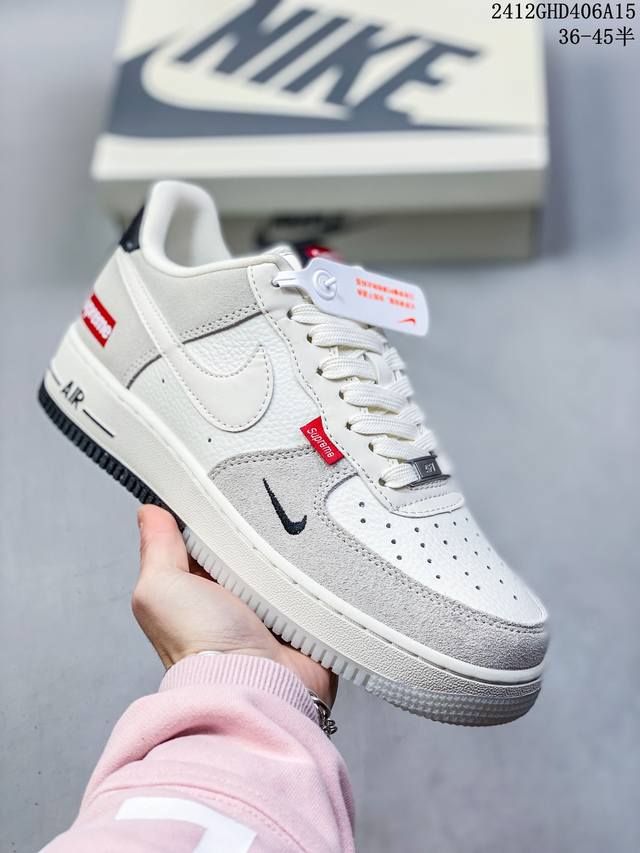 公司级带半码耐克nike Air Force 1 Mid 07 空军一号低帮百搭休闲运动板鞋。柔软、弹性十足的缓震性能和出色的中底设计，横跨复古与现代的外型结合