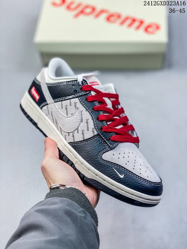 海外爆款限量发售！公司级 Nike Sb Dunk Low“ Supreme联名 黑荔纹英文” 周年高端定制 低帮休闲板鞋 定制鞋盒 大厂纯原品质出货 超高清洁